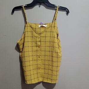 Shulimei Yellow Plaid Women's Top Size Large